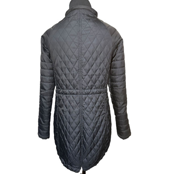Vince Camuto Black Quilted Full Zip Front Jacket Size S Mid Length - Picture 2 of 6